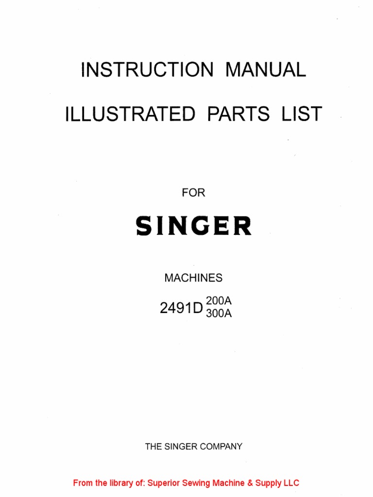 Singer 2491D200A, 300A | PDF