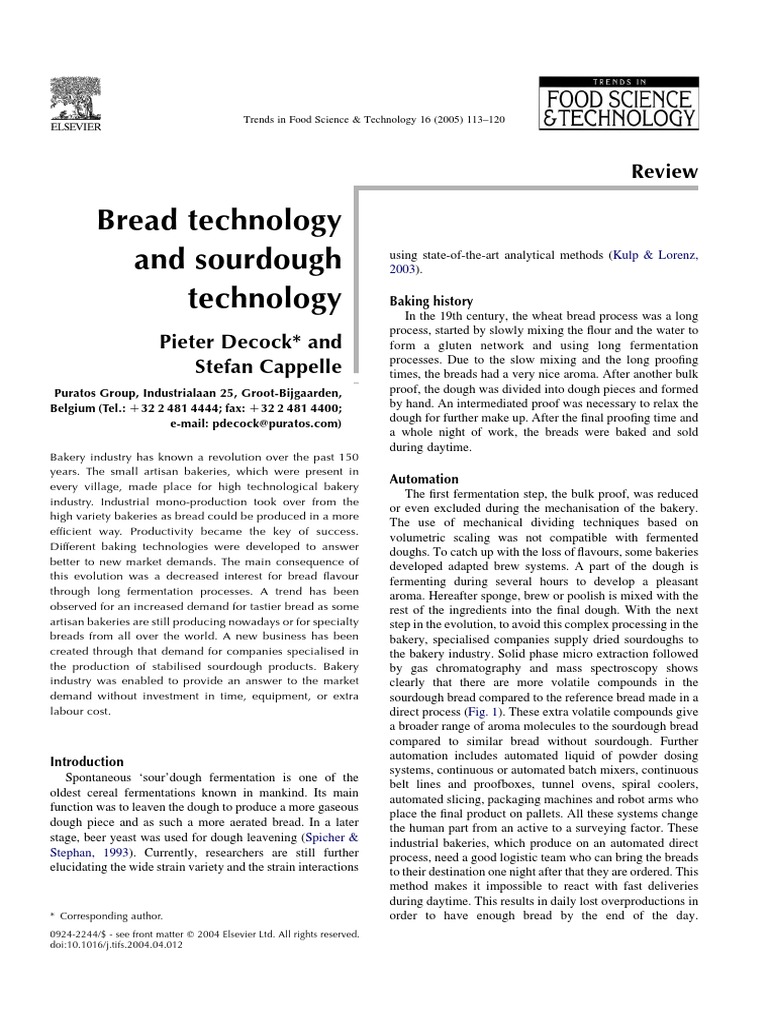Bread Technology and Sourdough Fermentation Tracing the Evolution from