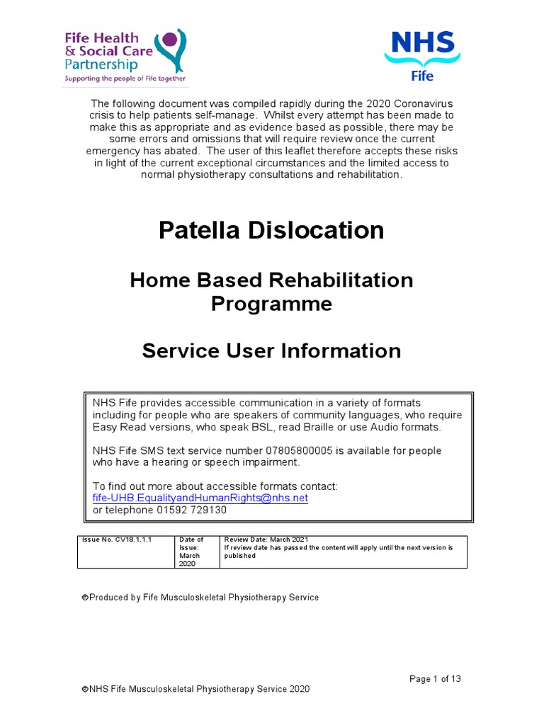 Patella Dislocation English | PDF | Physical Therapy | Knee