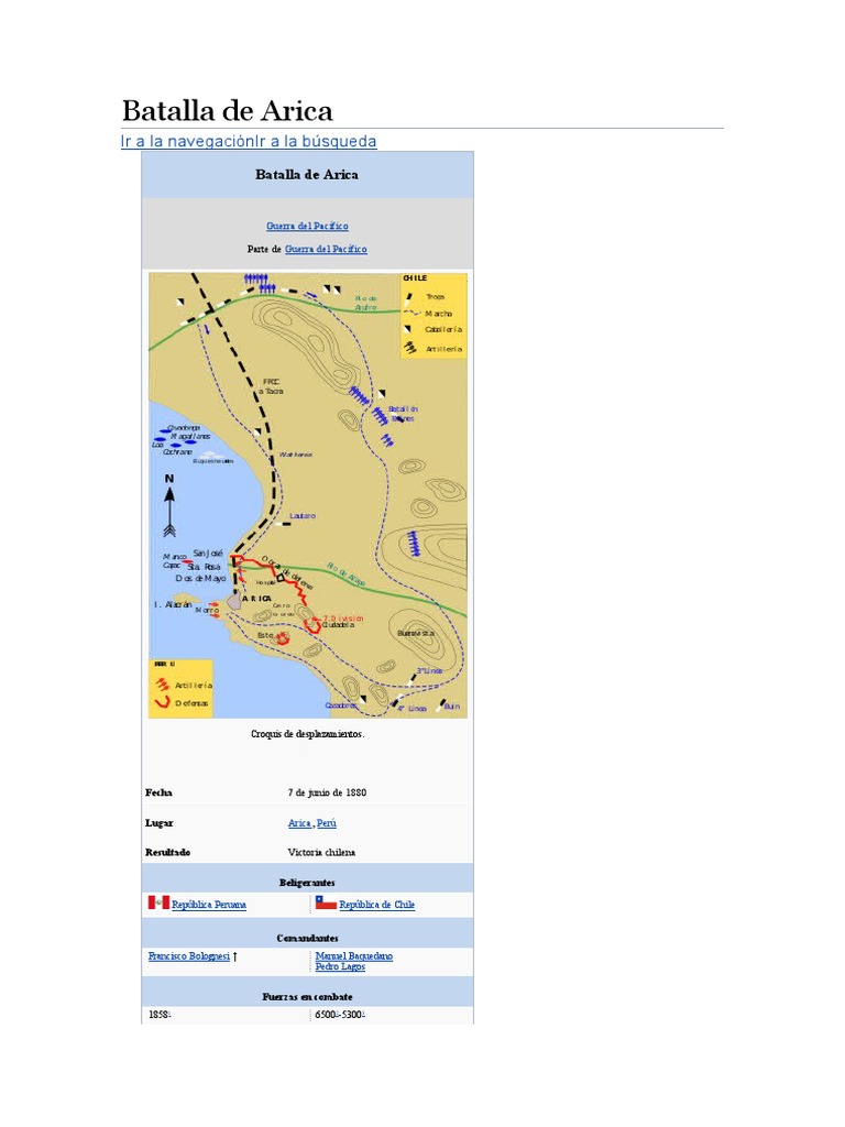 Batalla De Arica 7 De Junio De 1880 Pdf Perú Conflictos 