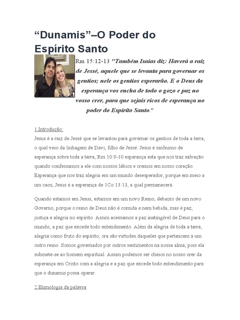 Dunamis: O Poder do Espírito Santo | PDF | Espírito Santo (religião ...