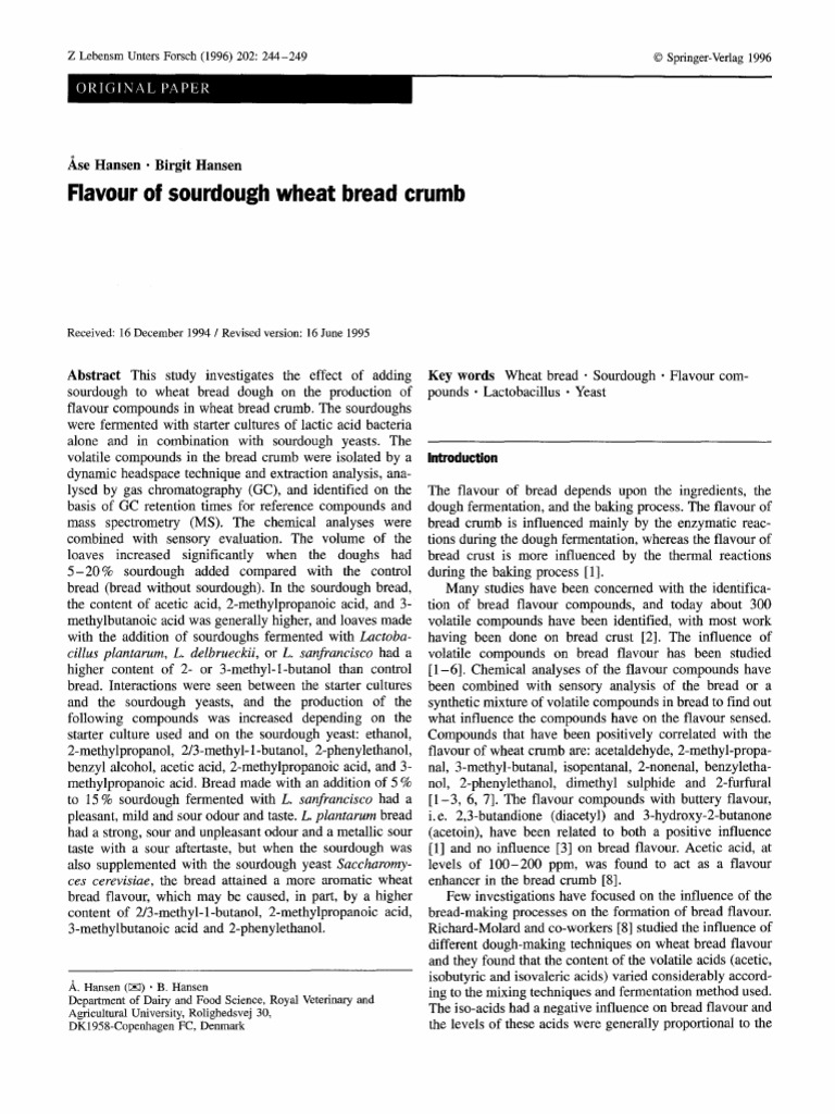 Sourdough's Impact on Wheat Bread Flavor | PDF | Sourdough | Breads