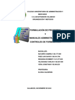 Formulación de proyectos y manuales administrativos