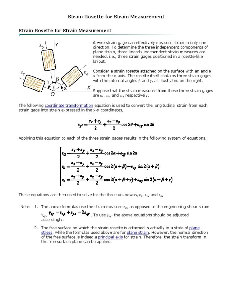 Strain Rosette Measurement Techniques | PDF