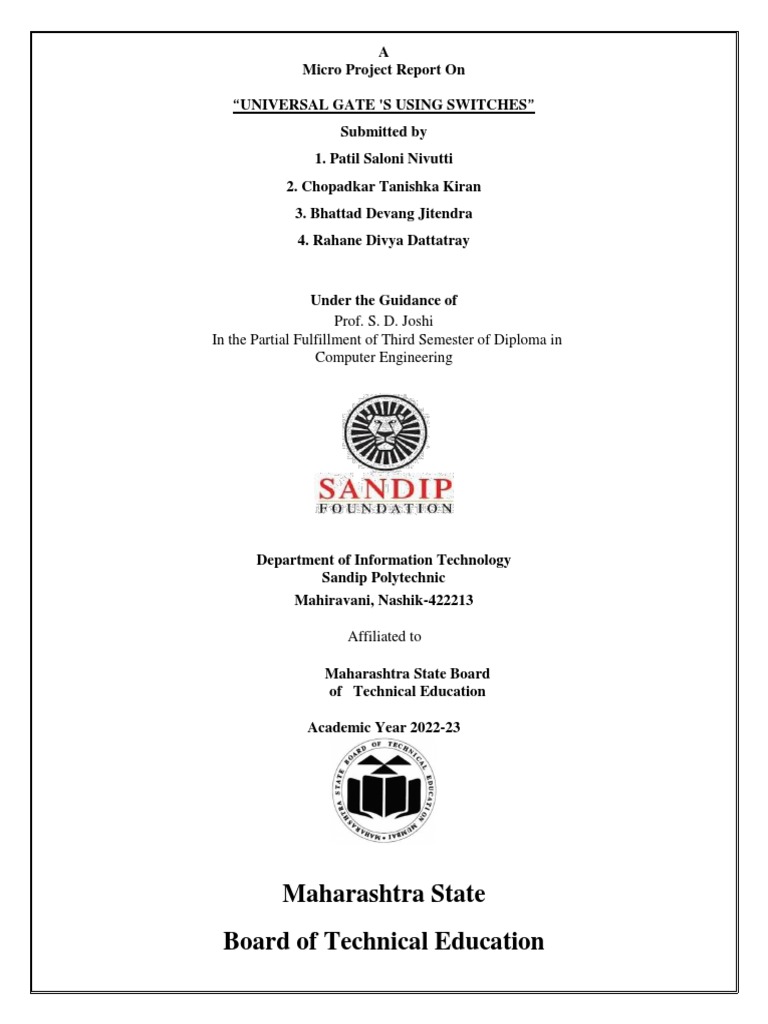DTE Micrproject Fort.1 PDF Digital Electronics Diploma