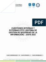 Cuestiones Internas Y Externas Etitc (Sistema de Gestión de Seguridad de La Información) - DOFA 2023