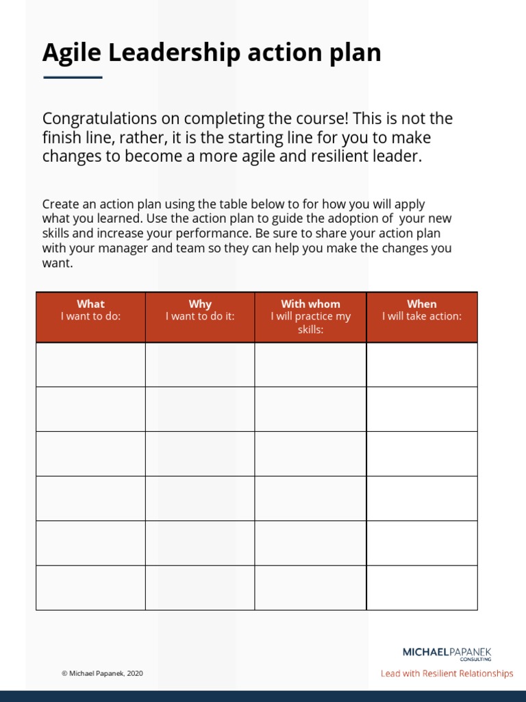 Agile Leadership Action Plan | PDF