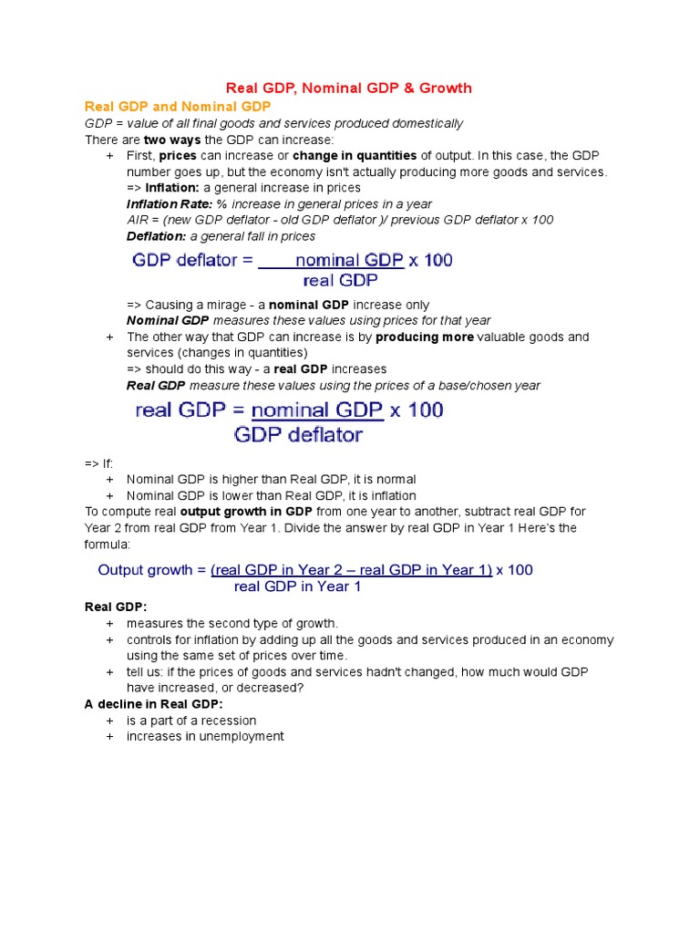 Real GDP, Nominal GDP and Growth | PDF | Gross Domestic Product | Real