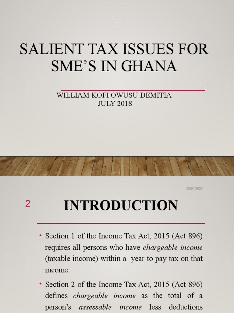 Taxation Issues For SMEs in Ghana PDF Taxes Employee Benefits