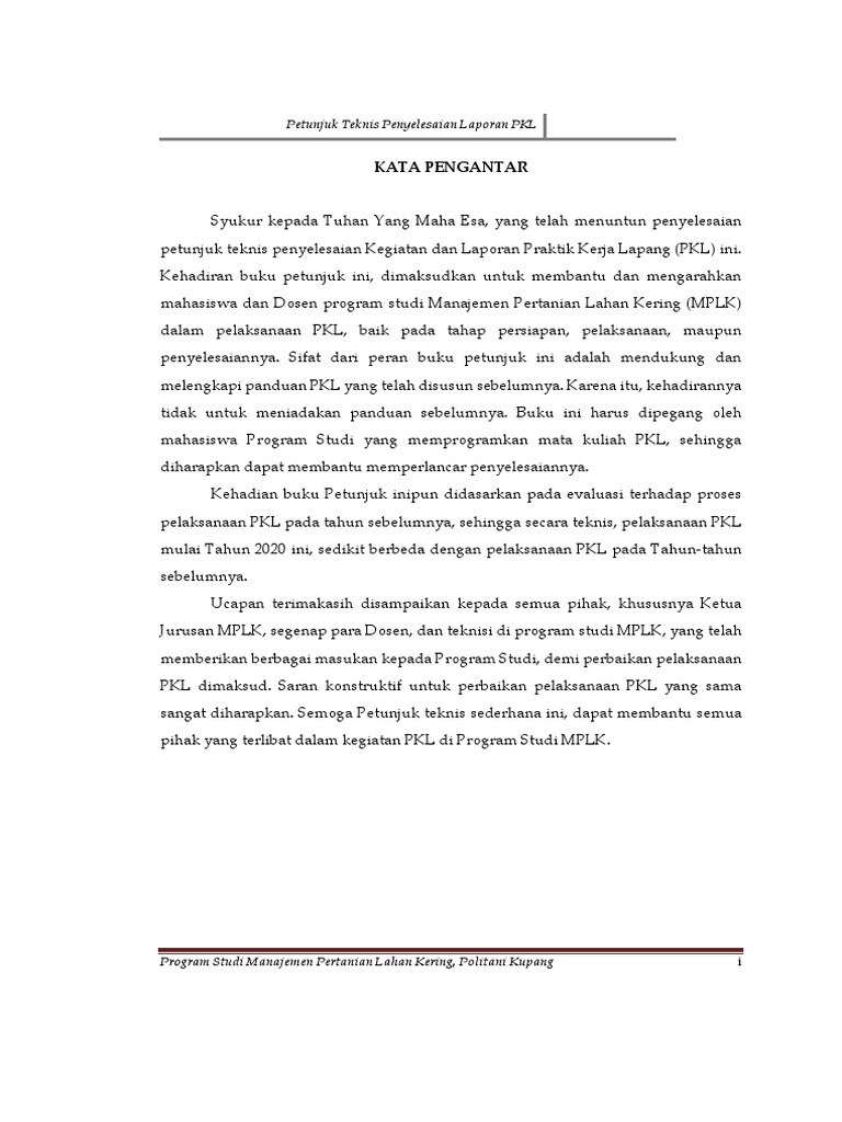 Petunjuk teknis penulisan laporan pkl pdf