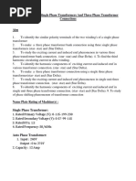 Polarity Test On Single Phase Transformers and Three Phase Transformer Connections