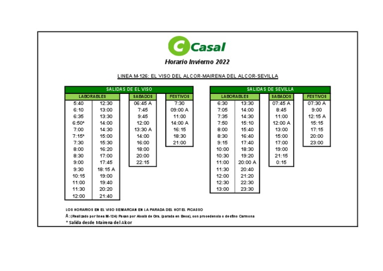 Horarios Viso Del Alcor Sevilla (2023) PDF