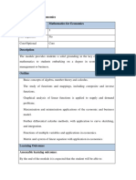 Syllabus - Mathematics For Economics - 2021