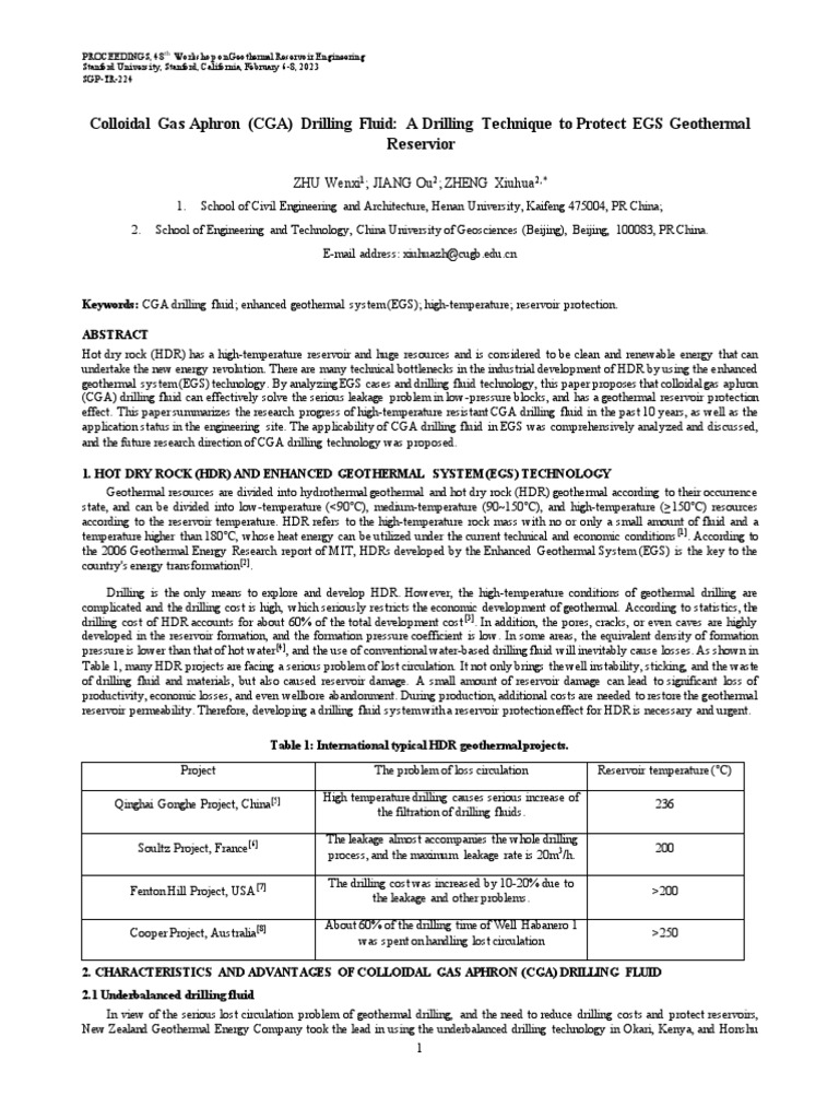 Colloidal Gas Aphron (CGA) Drilling Fluid A Drilling Technique To
