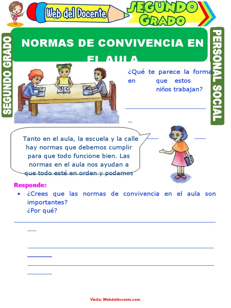 Normas de Convivencia en el Aula para Primer Grado | PDF | Relaciones ...