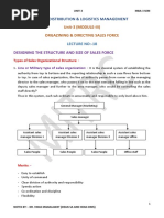 Sales, Distribution & Logistics Management: Unit-3 (MODULE-III) Orgazining & Directing Sales Force