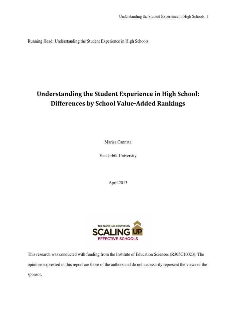 Understanding The Student Experience in High School: Differences by ...