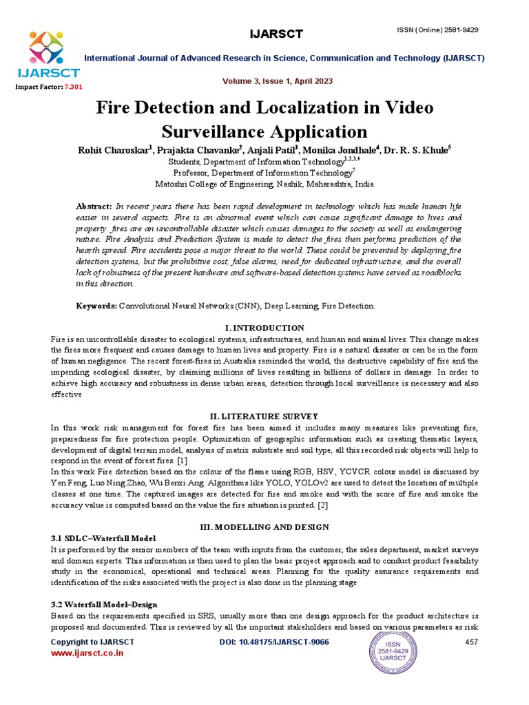 Fire Detection and Localization in Video Surveillance Application | PDF ...
