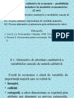 Tema 8. Procese Calitative În Economie - Posibilități de Măsurare Și Includere În Modelele Econometrice (2 Ore)