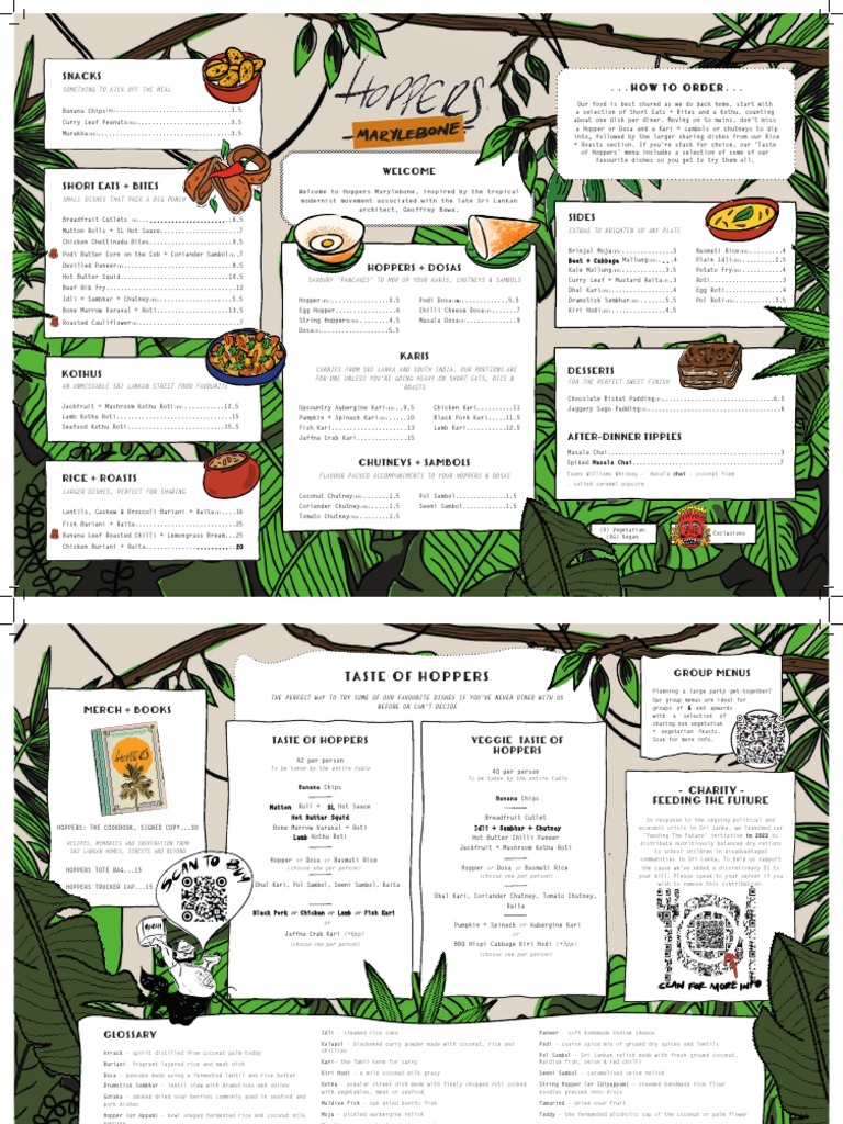 Hoppers Marylebone Menu Highlights | PDF | Curry | Asian Cuisine