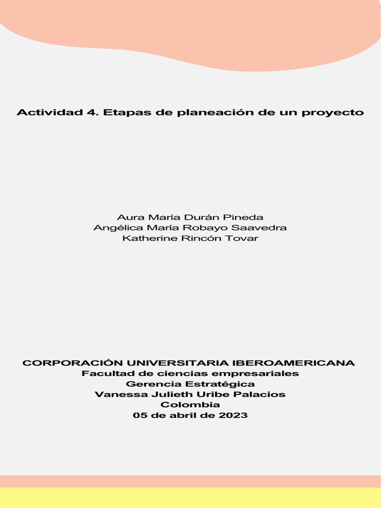 Actividad 4 - Infografía Etapas de Planeación de Un Proyecto | PDF ...