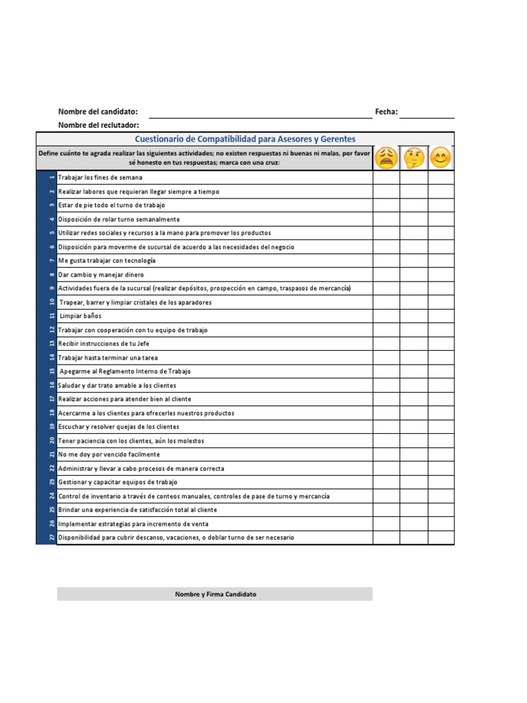 Cuestionario de Compatibilidad Laboral | PDF