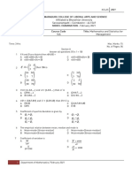 I BBA Model Exam - MATHEMATICS AND STATISTICS FOR MANAGEMENT