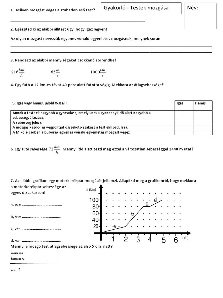 2.temakor Testek Mozgasa | PDF