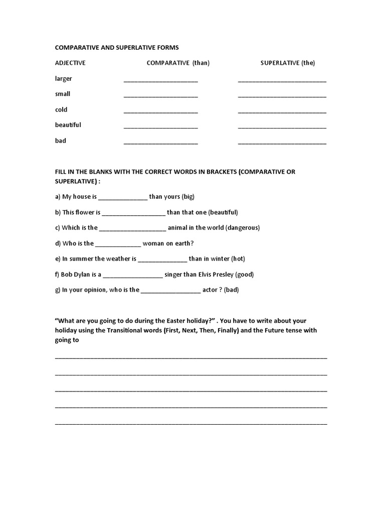 COMPARATIVE AND SUPERLATIVE FORMS PDF
