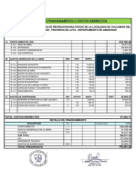 Financiamiento y costos de la losa recreativa de Colcamar