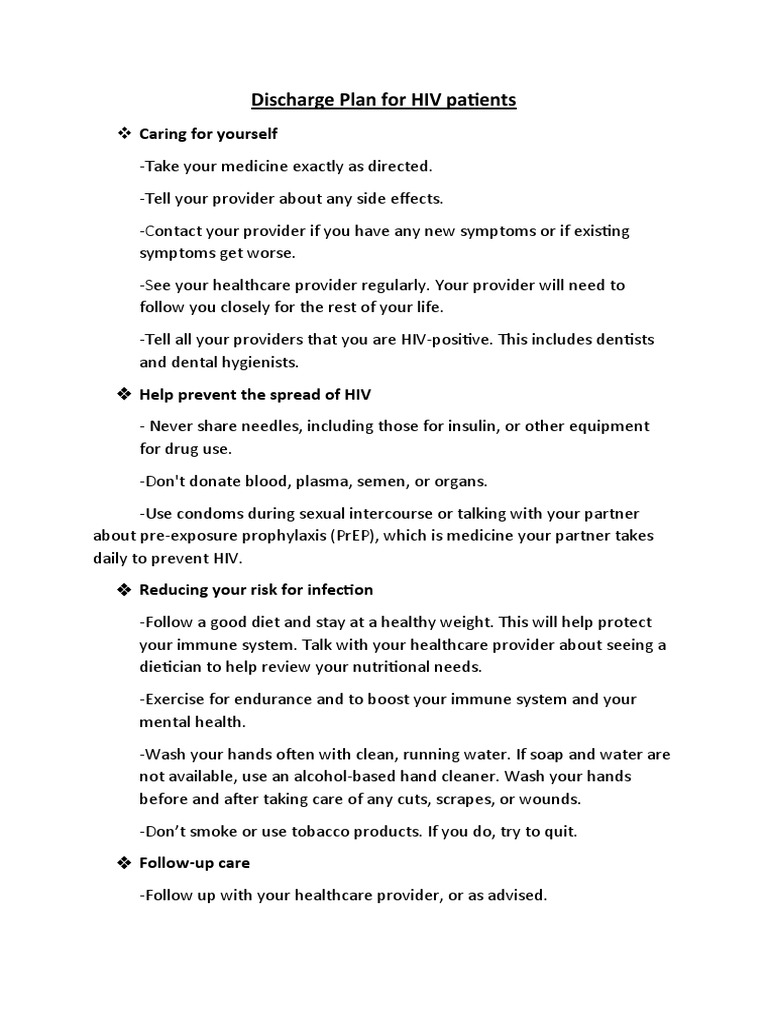 Discharge Plan For HIV Patients PDF