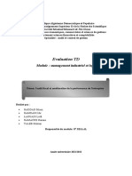 Evaluation TD: Module: Management Industriel Et Logistique