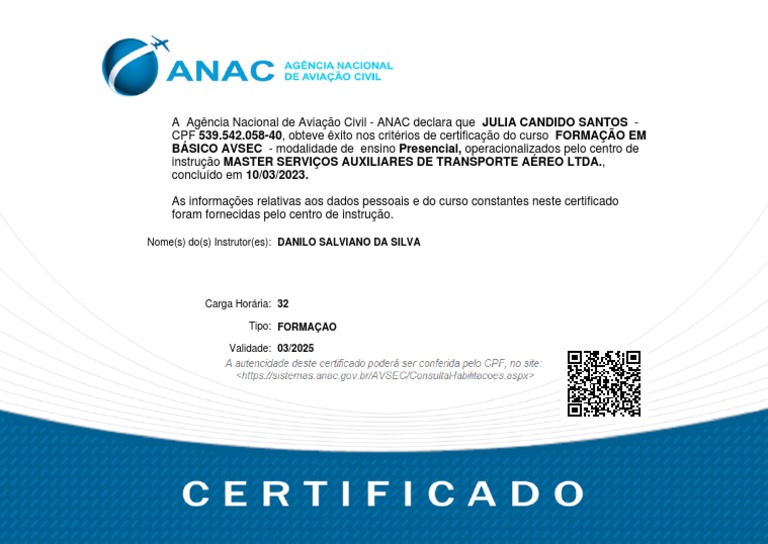 Certificado Basic Avsec PDF
