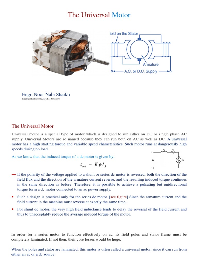 Universal Motor: Principles and Applications | PDF | Electric Motor ...