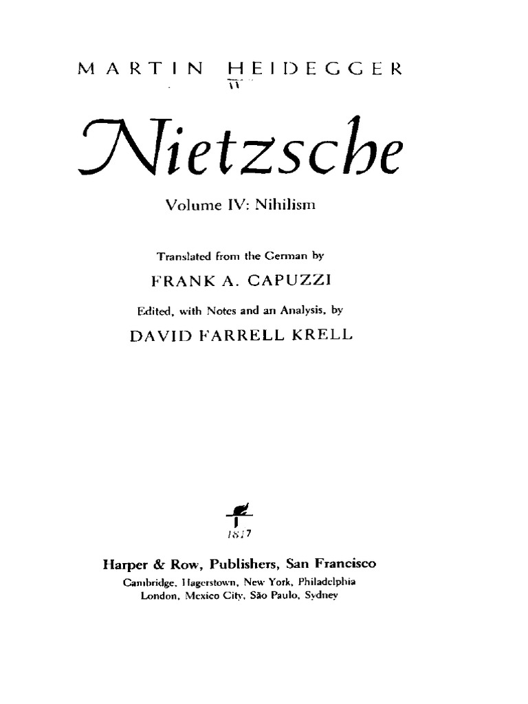 Heidegger Nietzsche, The End of Metaphysics PDF