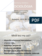 Budapest, 2022. 09. 15: Bevezetés A Szociológiába A Szociológia Alapjai 01. Bevezetés