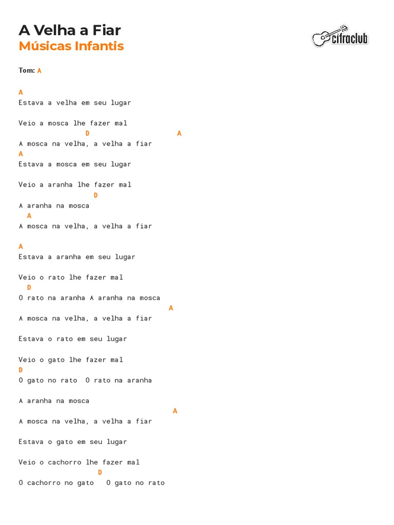 Cifra Club Músicas Infantis A Velha A Fiar PDF