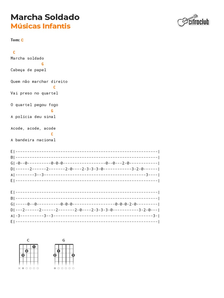 Cifra Club Músicas Infantis Marcha Soldado PDF