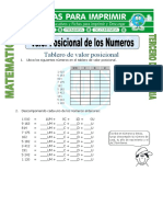 Ficha Valor Posicional para Tercero de Primaria