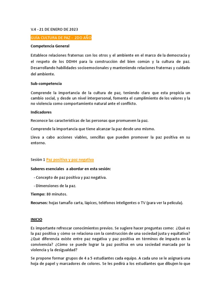 Promoviendo la Cultura de Paz en Educación | PDF | Conflicto (proceso ...