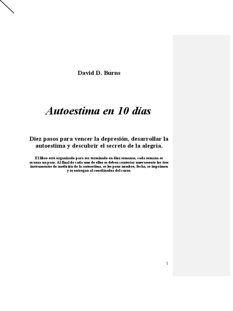 Autoestima en 10 dias david burns pdf
