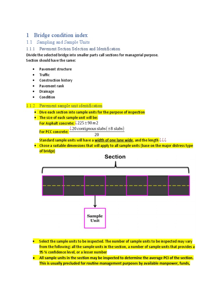 Bridge Condition Index Sampling Guide | PDF | Sampling (Statistics ...