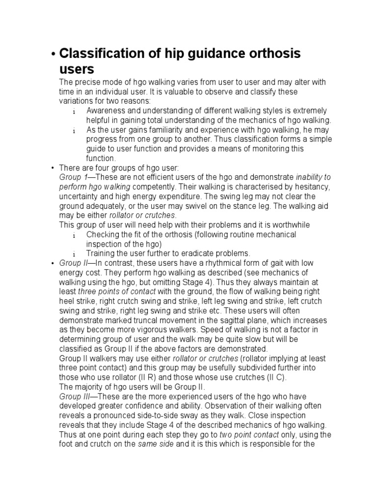 Hip Guidance Orthosis User Classification | PDF | Walking