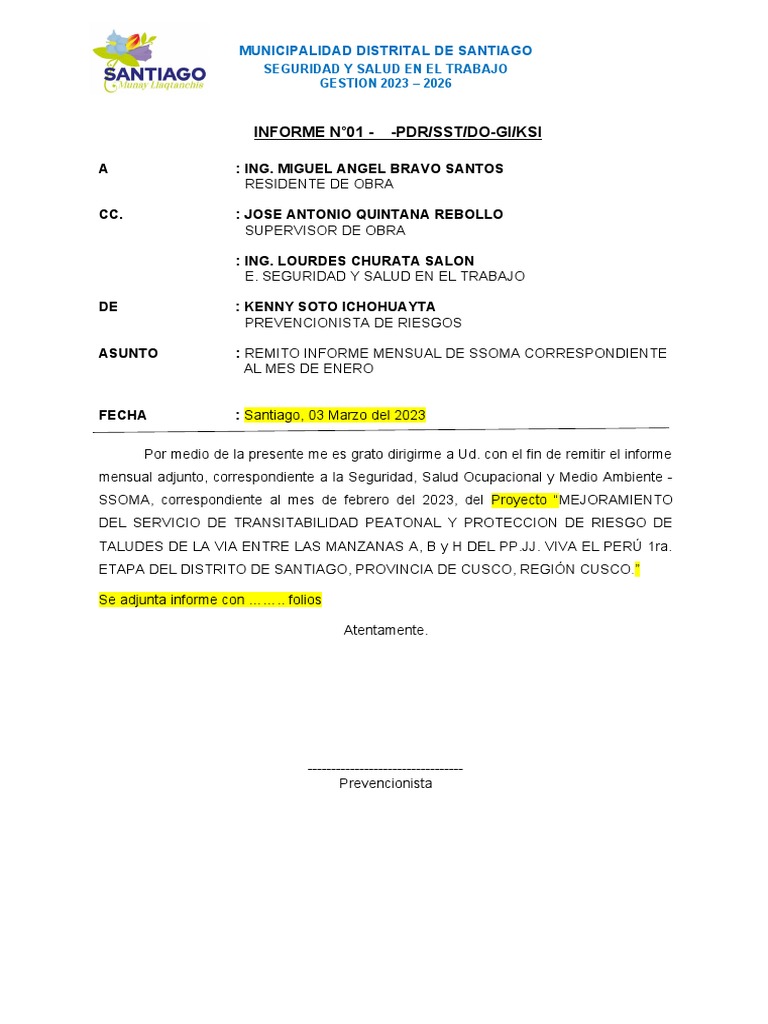 Informe Mensual de Seguridad SST 2023 | PDF | Seguridad y salud ...