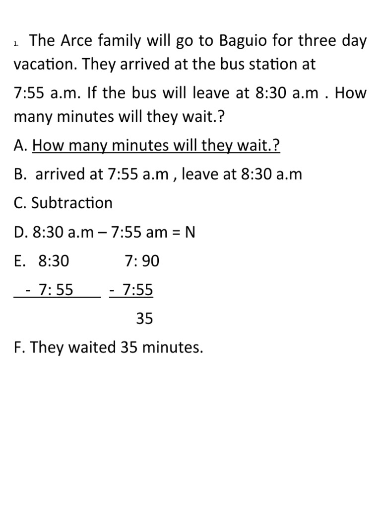 Calculate time differences with subtraction word problems pdf