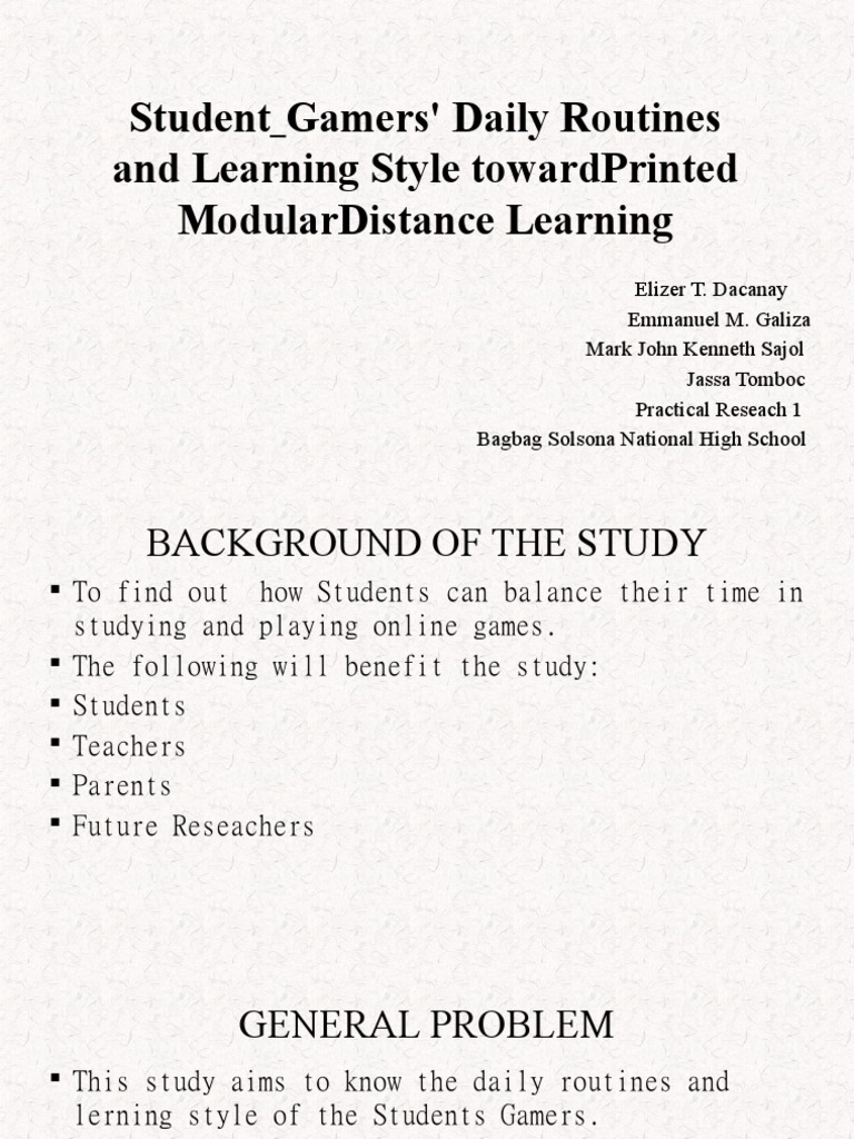 Student Gamers' Routines and Learning Styles | PDF