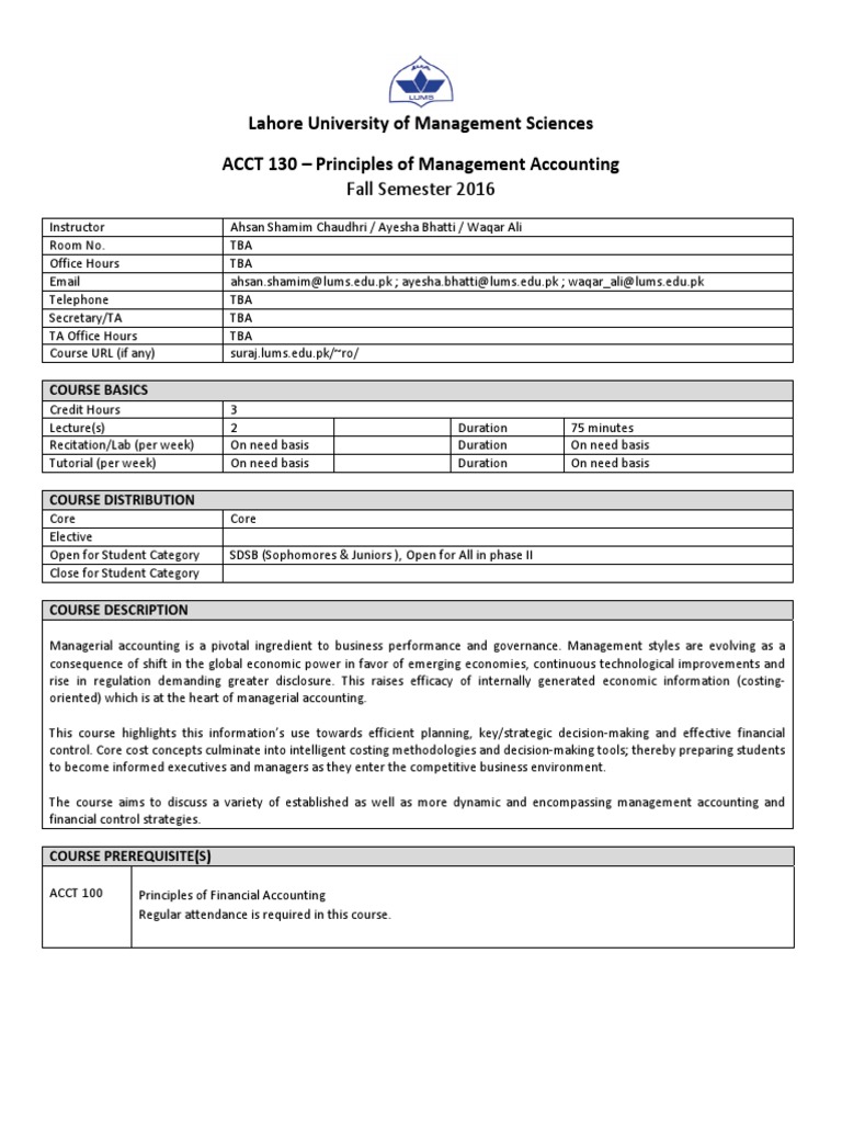 Principles of Management Accounting Course | PDF | Return On Investment ...