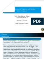 Clase 9: Cuerpos y Espacios Vectoriales.: 525140-S2-Álgebra II