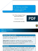 Clase 24: Matrices Invertibles y Ecuaciones Matriciales: 525140-S2-Álgebra II