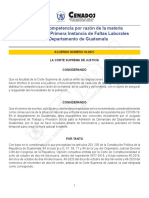 Amplía La Competencia Por Razón de La Materia Al Juzgado de Primera Instancia de Faltas Laborales Del Departamento de Guatemala